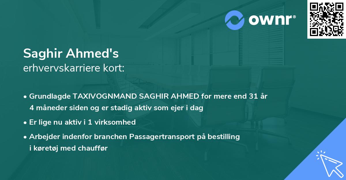 Saghir Ahmed's erhvervskarriere kort