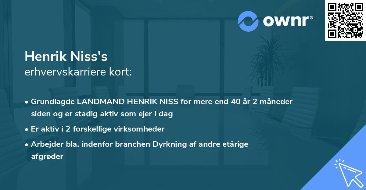 Henrik Niss's erhvervskarriere kort