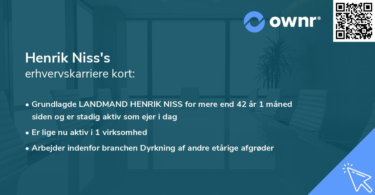Henrik Niss's erhvervskarriere kort