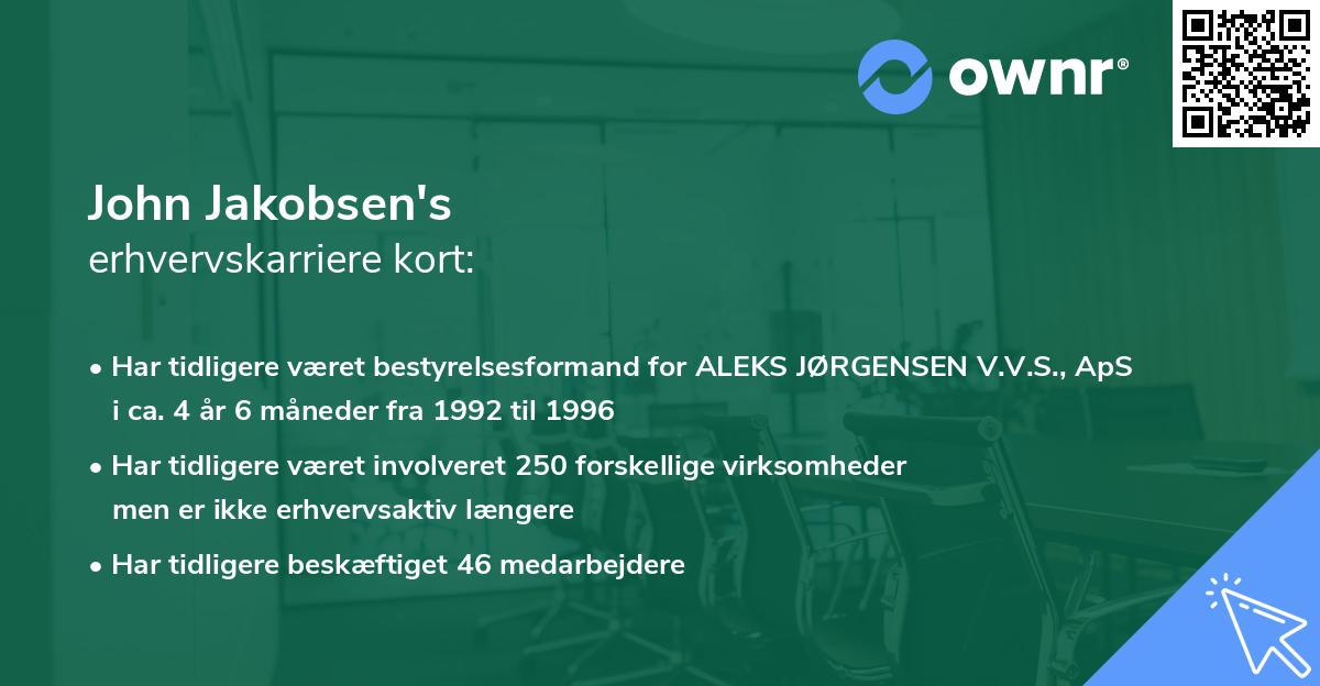 John Jakobsen's erhvervskarriere kort