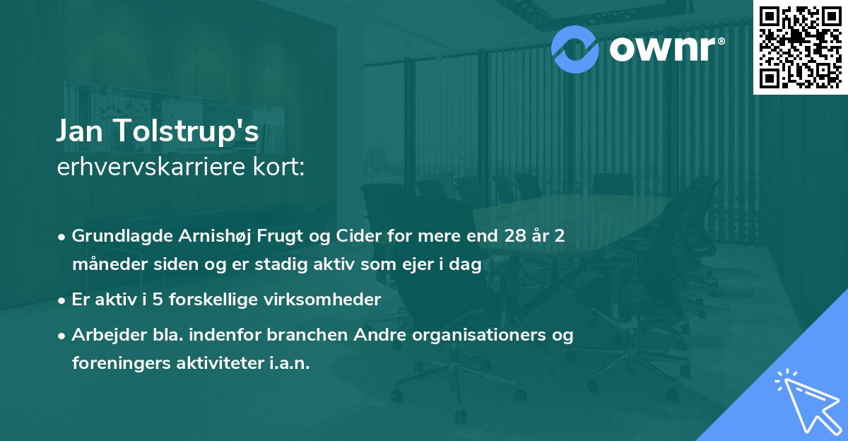 Jan Tolstrup's erhvervskarriere kort