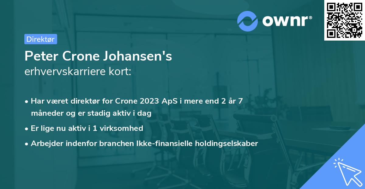 Peter Crone Johansen's erhvervskarriere kort