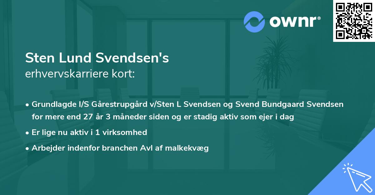Sten Lund Svendsen's erhvervskarriere kort