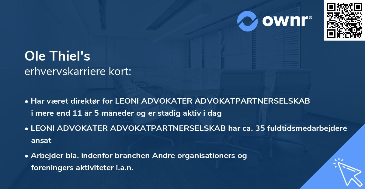 Ole Thiel's erhvervskarriere kort