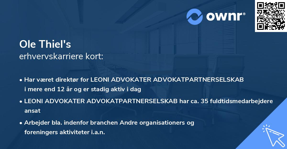 Ole Thiel's erhvervskarriere kort