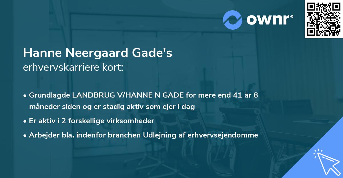 Hanne Neergaard Gade's erhvervskarriere kort