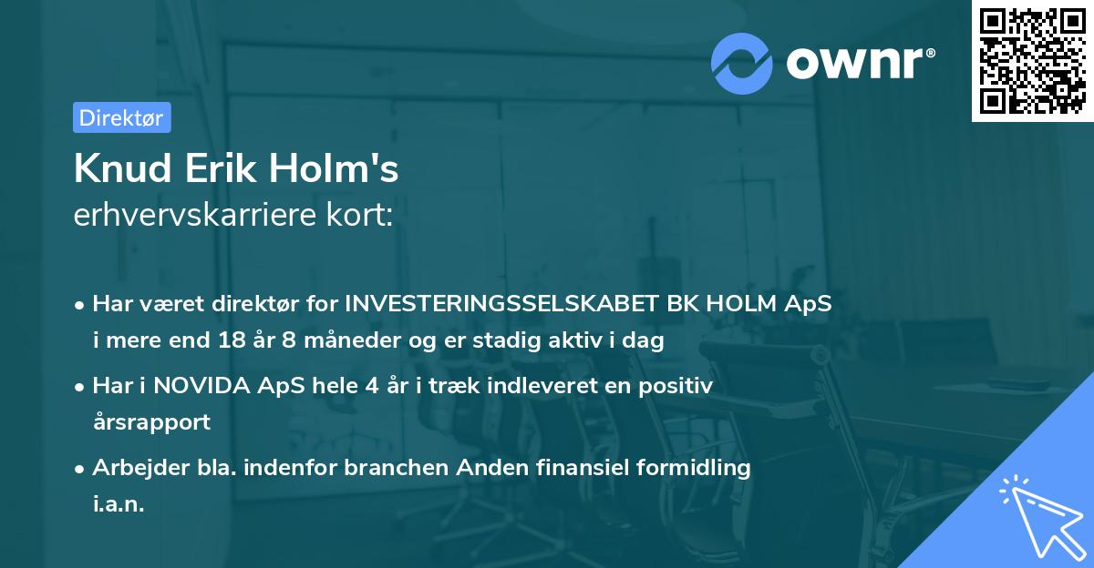 Knud Erik Holm's erhvervskarriere kort