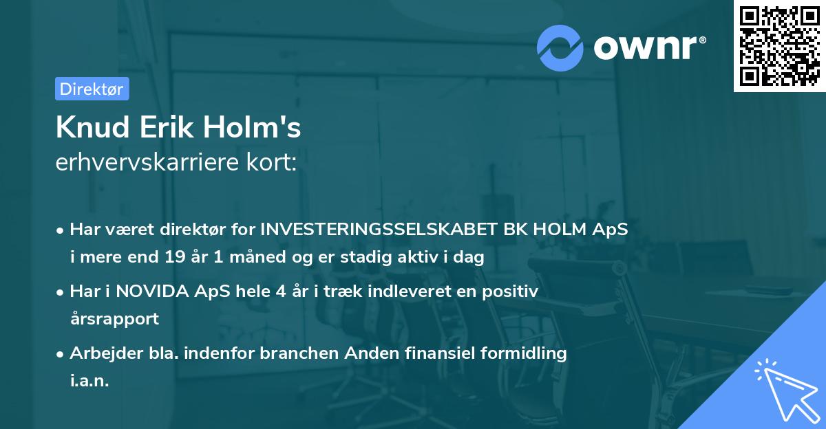 Knud Erik Holm's erhvervskarriere kort