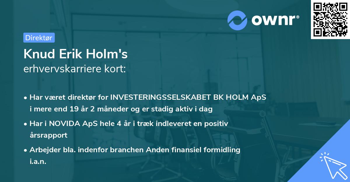 Knud Erik Holm's erhvervskarriere kort