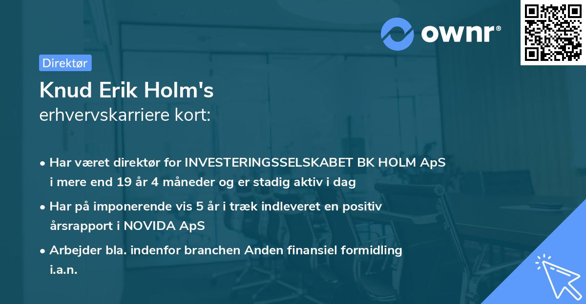 Knud Erik Holm's erhvervskarriere kort