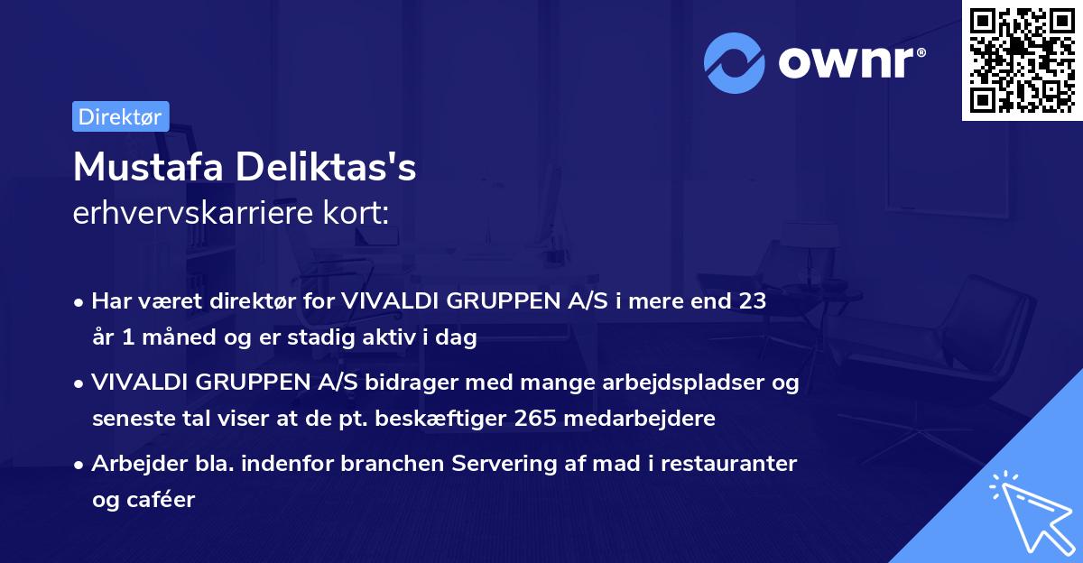 Mustafa Deliktas's erhvervskarriere kort