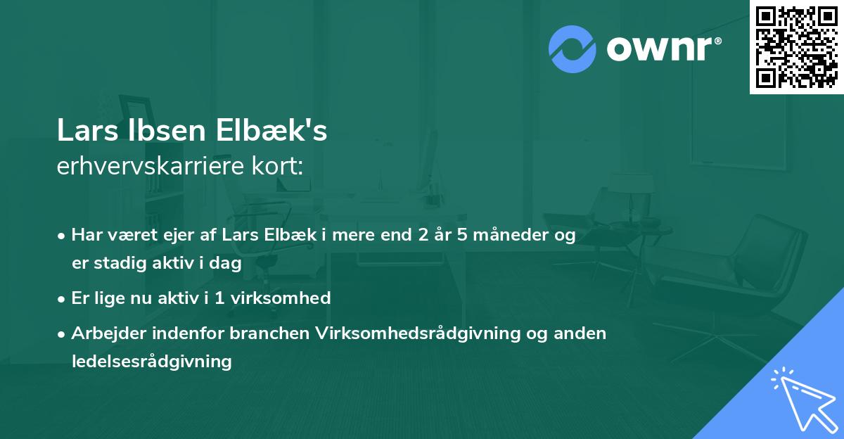 Lars Ibsen Elbæk's erhvervskarriere kort