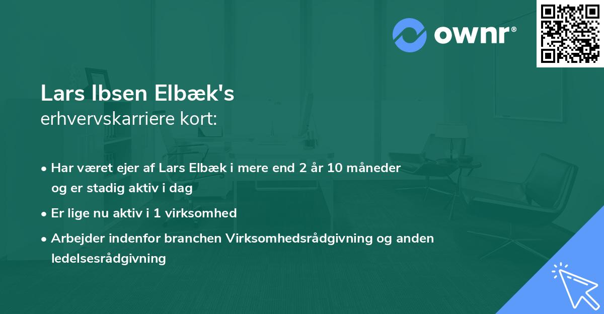 Lars Ibsen Elbæk's erhvervskarriere kort