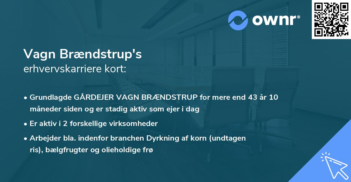 Vagn Brændstrup's erhvervskarriere kort