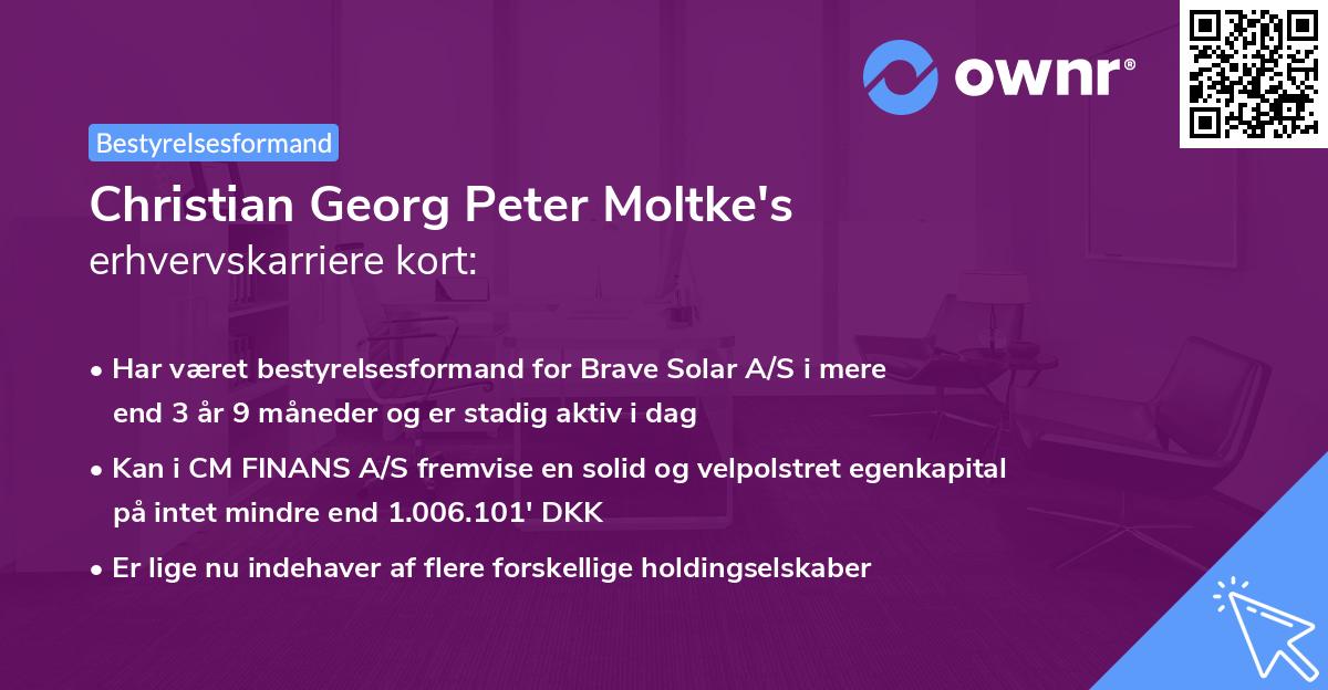 Christian Georg Peter Moltke's erhvervskarriere kort