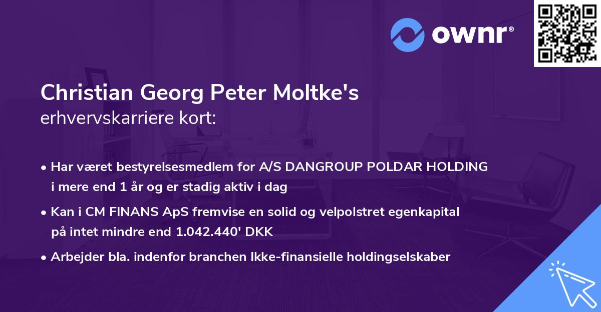 Christian Georg Peter Moltke's erhvervskarriere kort