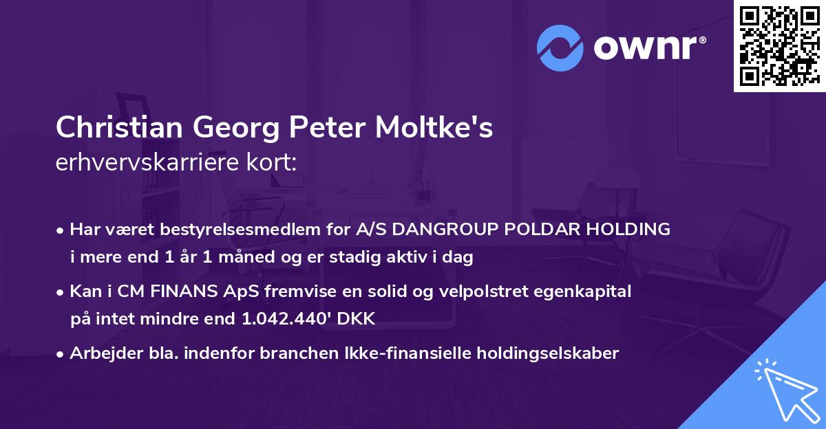 Christian Georg Peter Moltke's erhvervskarriere kort