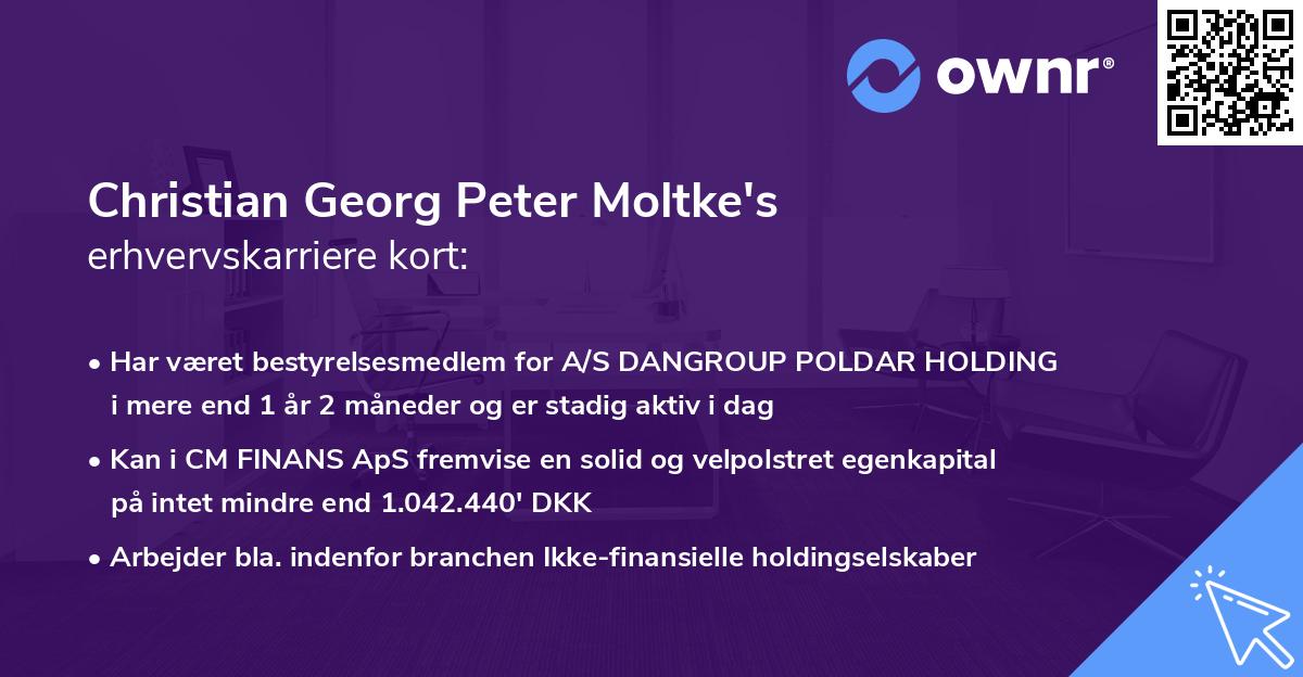 Christian Georg Peter Moltke's erhvervskarriere kort