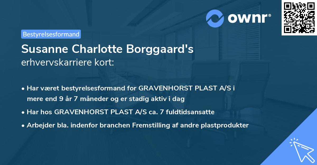 Susanne Charlotte Borggaard's erhvervskarriere kort