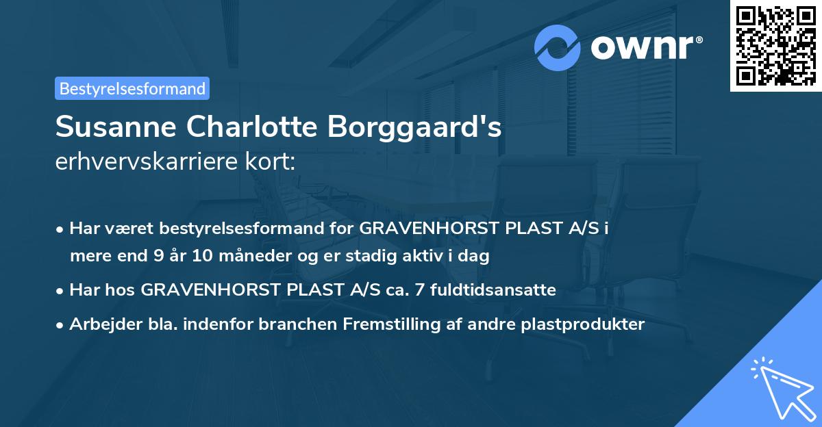 Susanne Charlotte Borggaard's erhvervskarriere kort