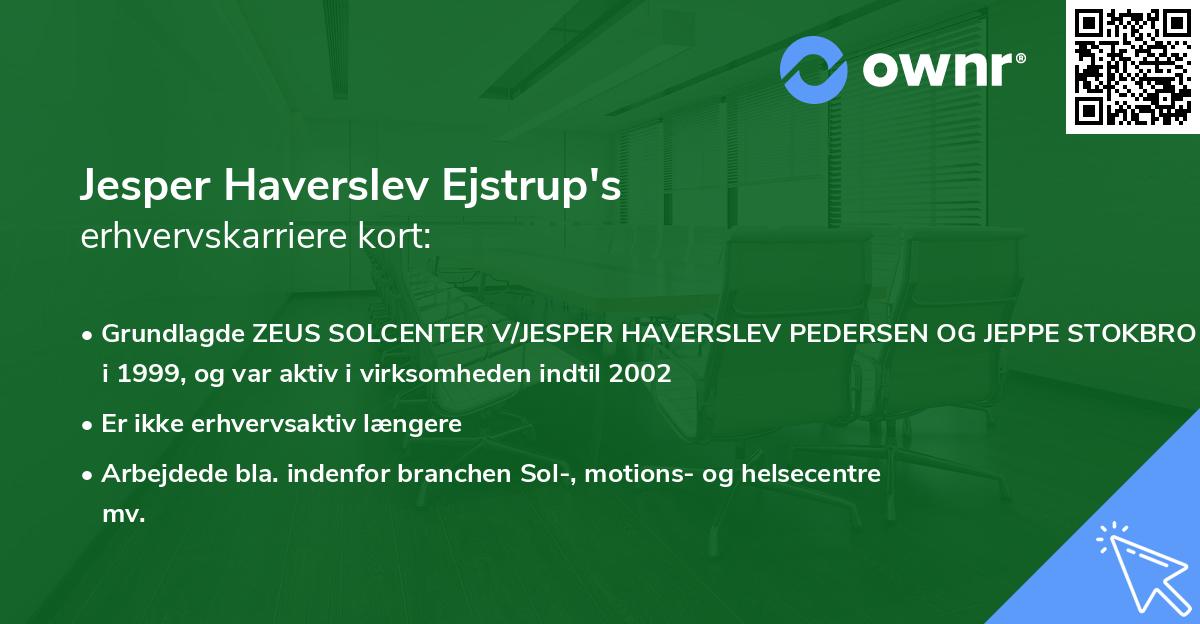 Jesper Haverslev Ejstrup's erhvervskarriere kort