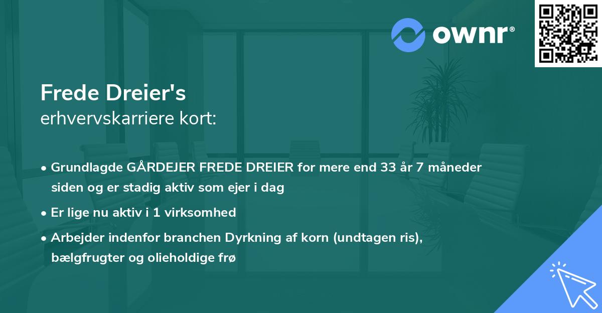 Frede Dreier's erhvervskarriere kort
