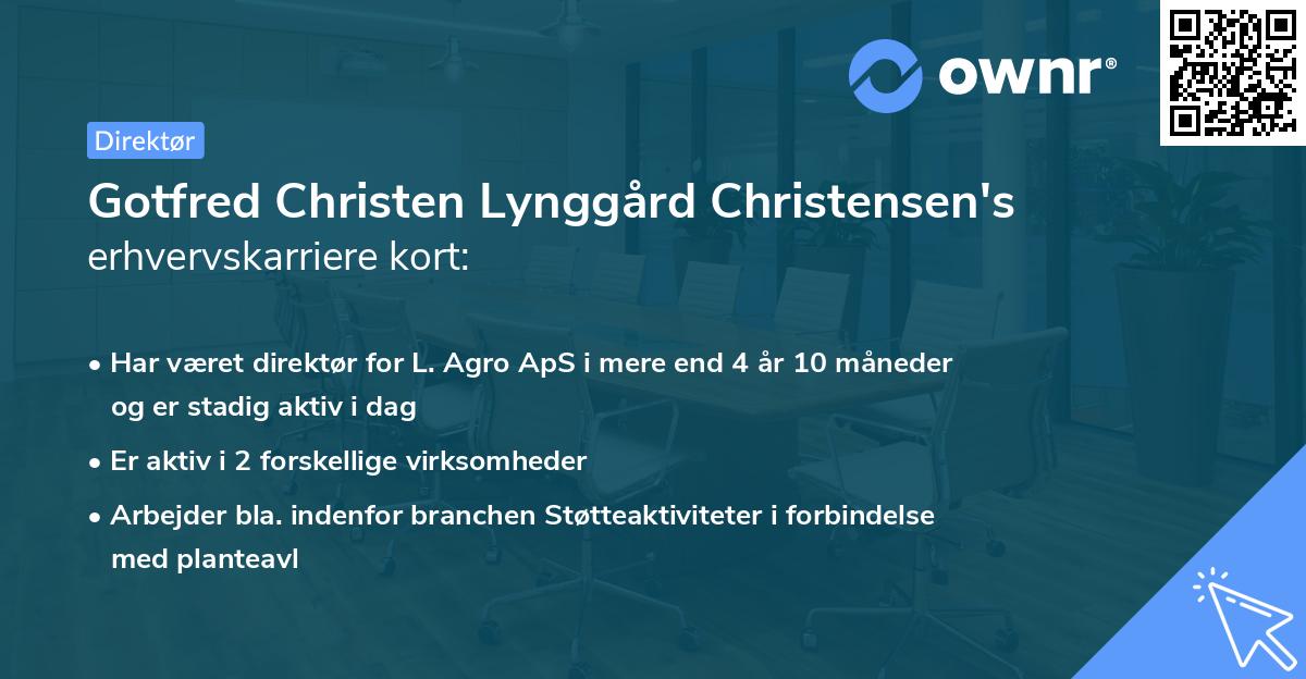 Gotfred Christen Lynggård Christensen's erhvervskarriere kort