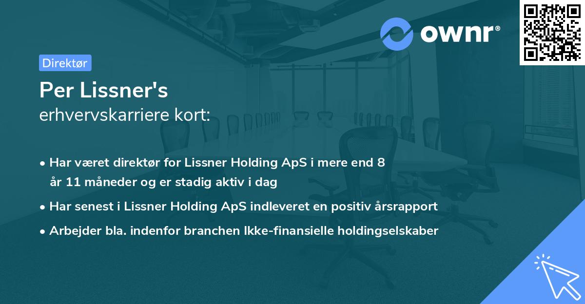 Per Lissner's erhvervskarriere kort