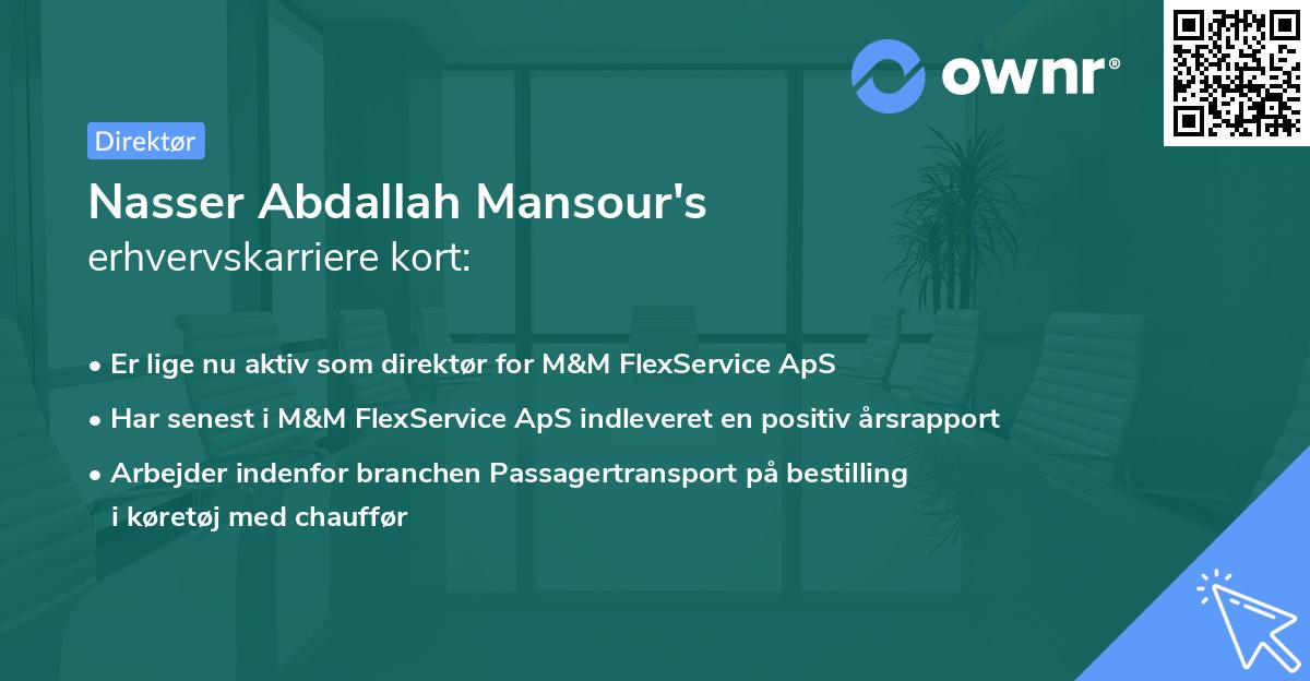 Nasser Abdallah Mansour's erhvervskarriere kort