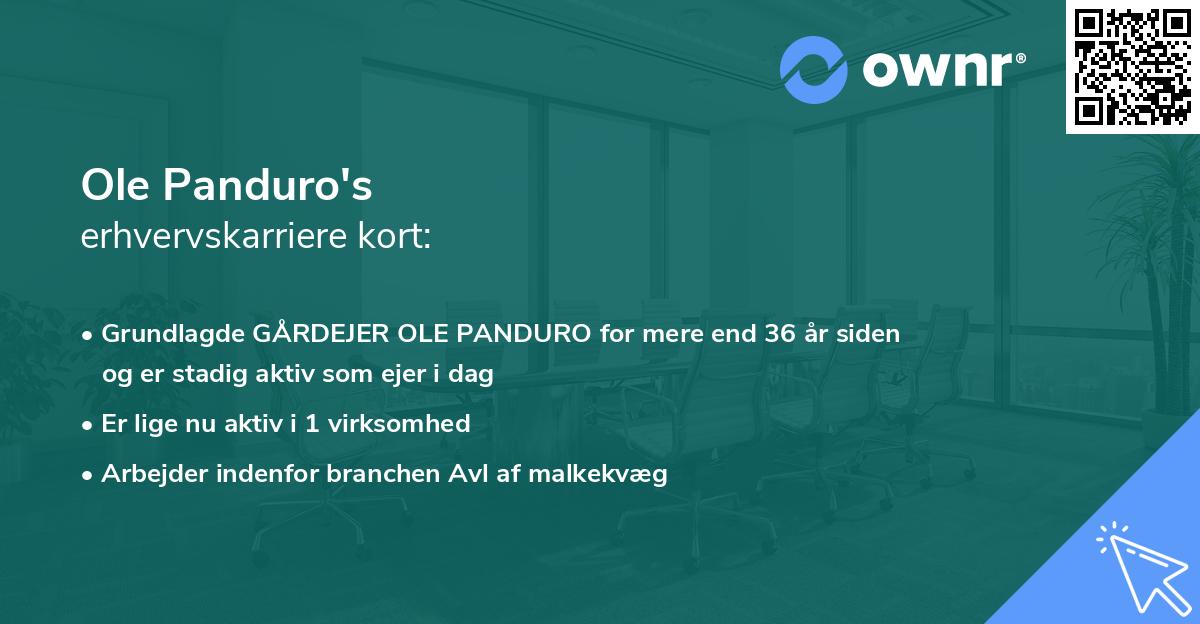 Ole Panduro's erhvervskarriere kort