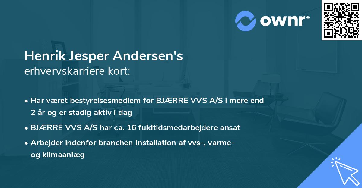 Henrik Jesper Andersen's erhvervskarriere kort