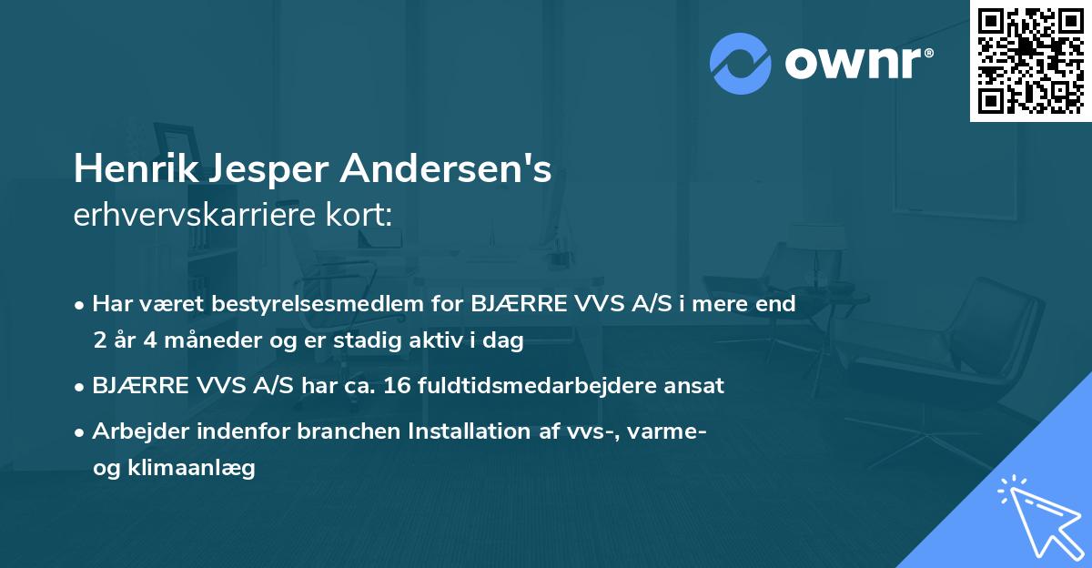 Henrik Jesper Andersen's erhvervskarriere kort