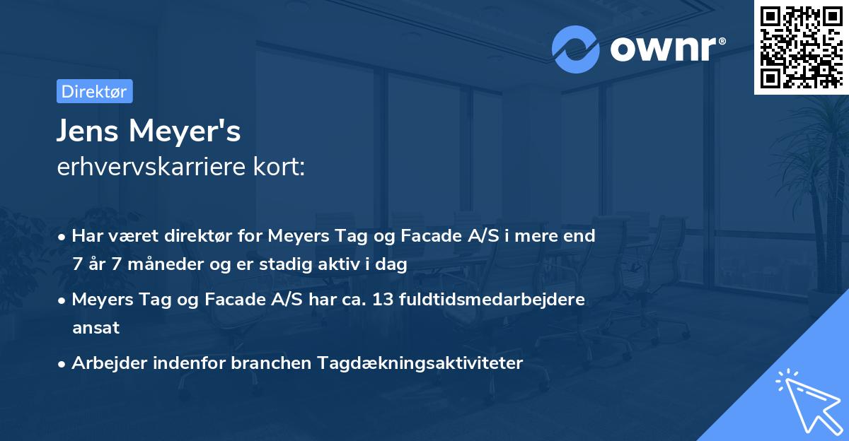 Jens Meyer's erhvervskarriere kort