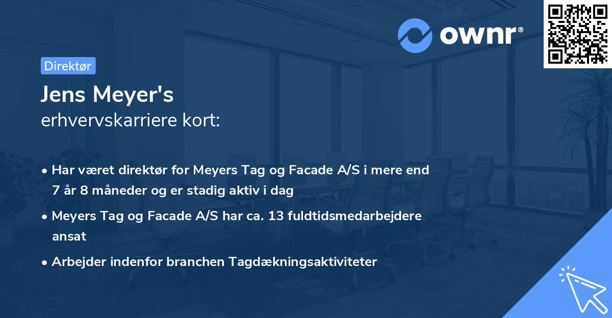 Jens Meyer's erhvervskarriere kort