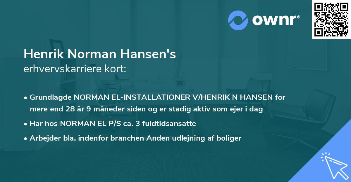 Henrik Norman Hansen's erhvervskarriere kort