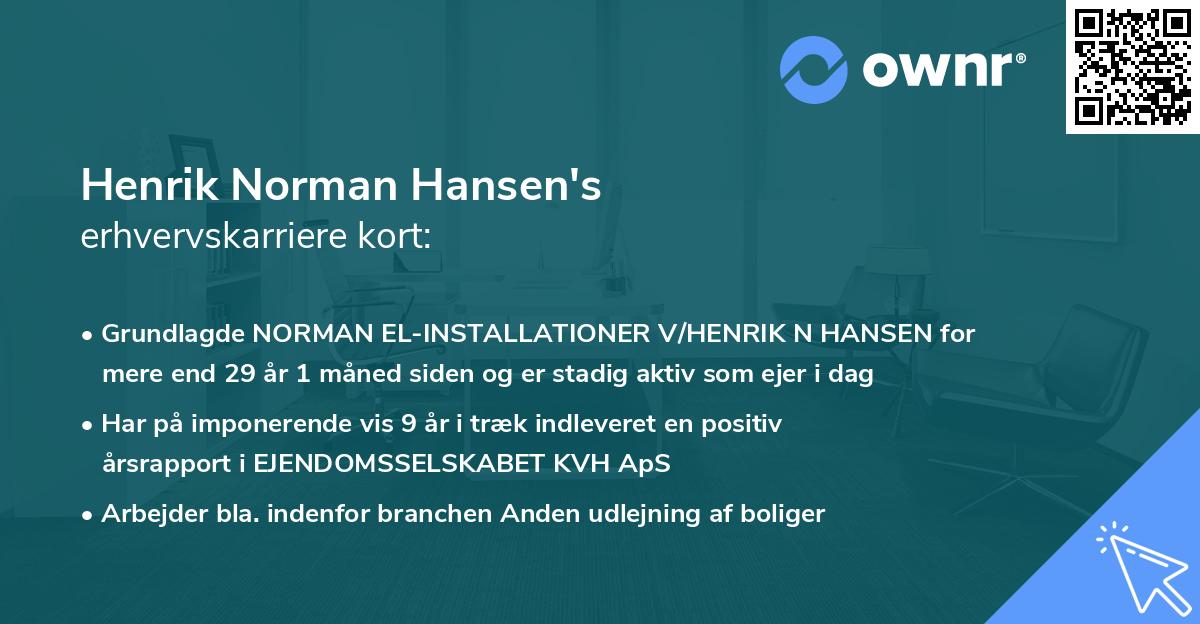 Henrik Norman Hansen's erhvervskarriere kort