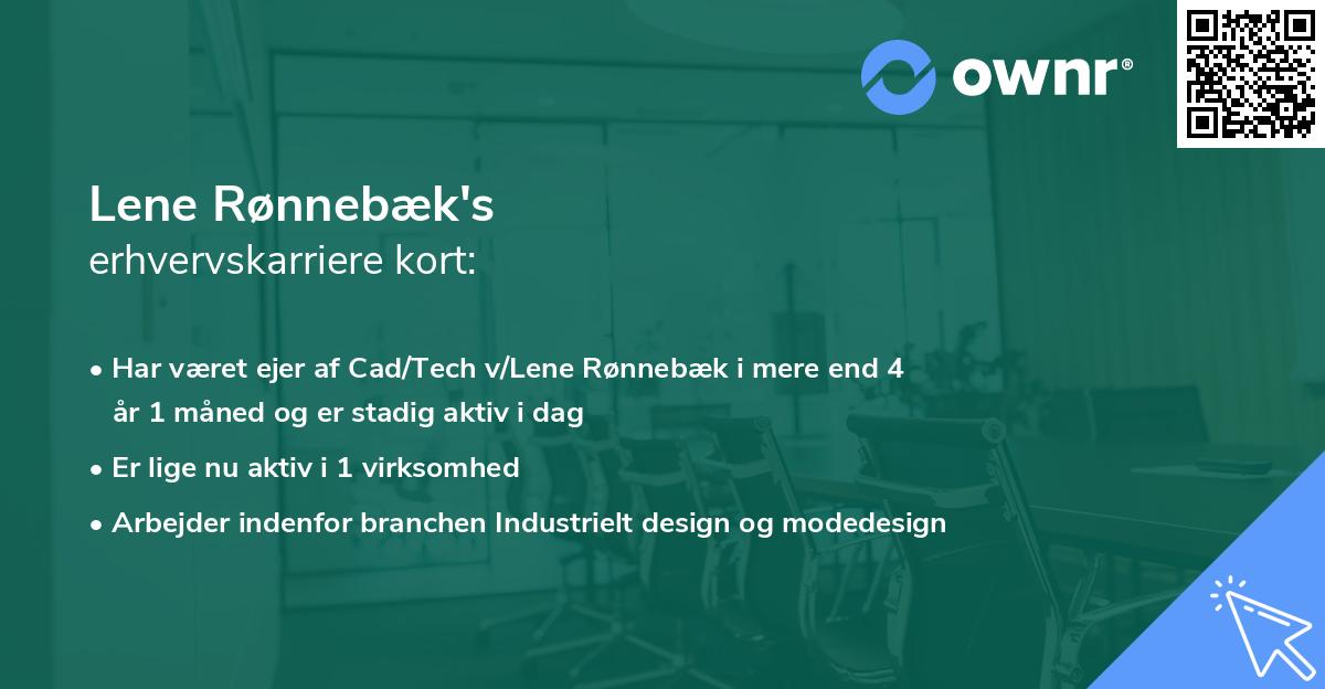 Lene Rønnebæk's erhvervskarriere kort