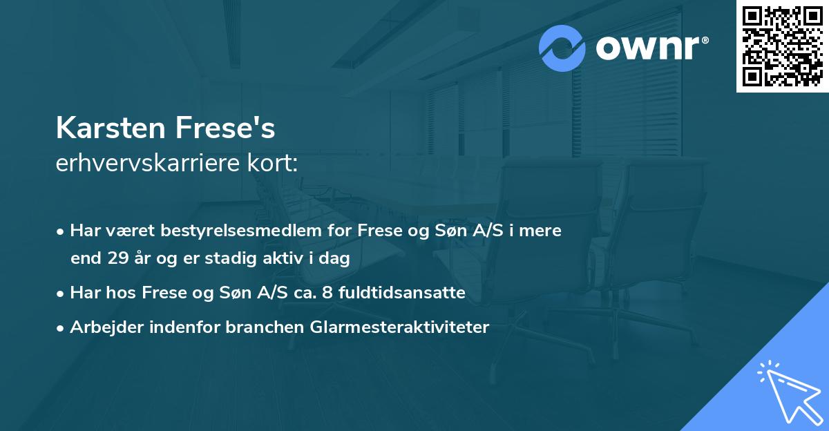 Karsten Frese's erhvervskarriere kort