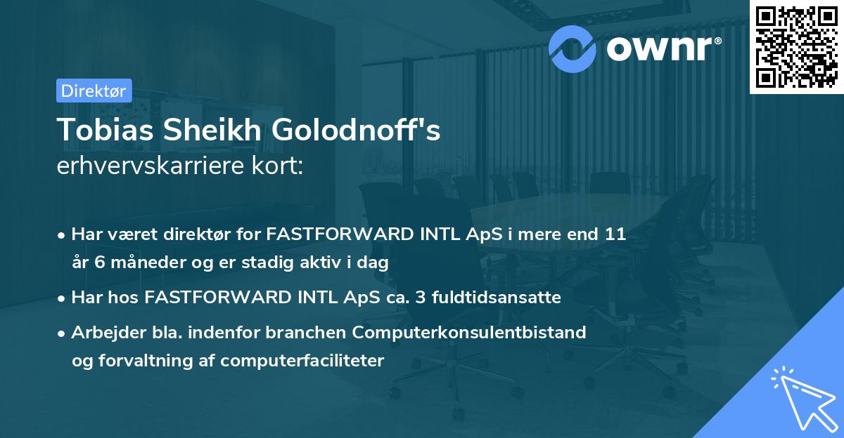 Tobias Sheikh Golodnoff's erhvervskarriere kort