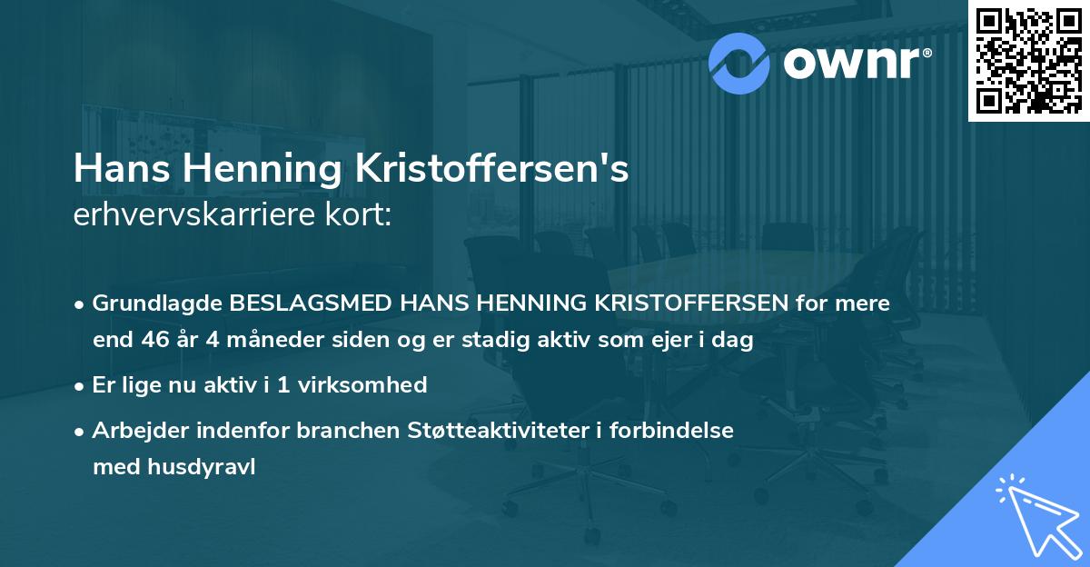 Hans Henning Kristoffersen's erhvervskarriere kort
