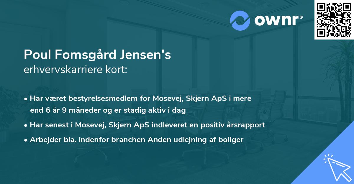 Poul Fomsgård Jensen's erhvervskarriere kort