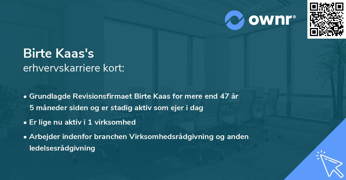 Birte Kaas's erhvervskarriere kort