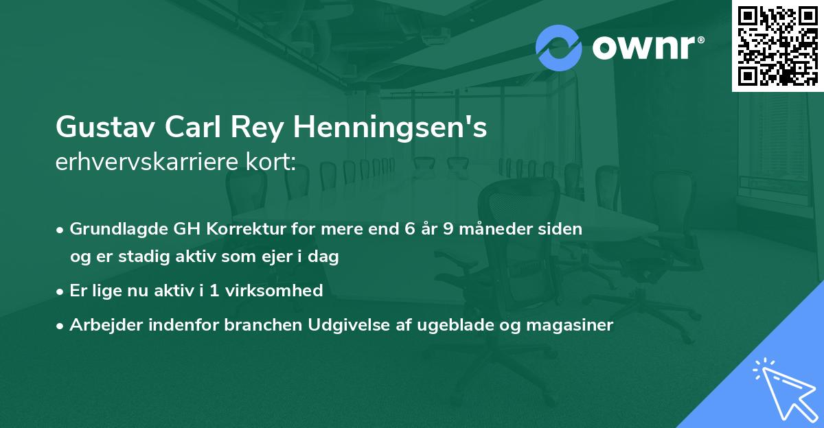 Gustav Carl Rey Henningsen's erhvervskarriere kort