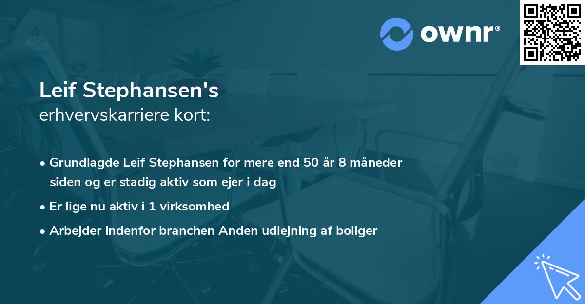 Leif Stephansen's erhvervskarriere kort