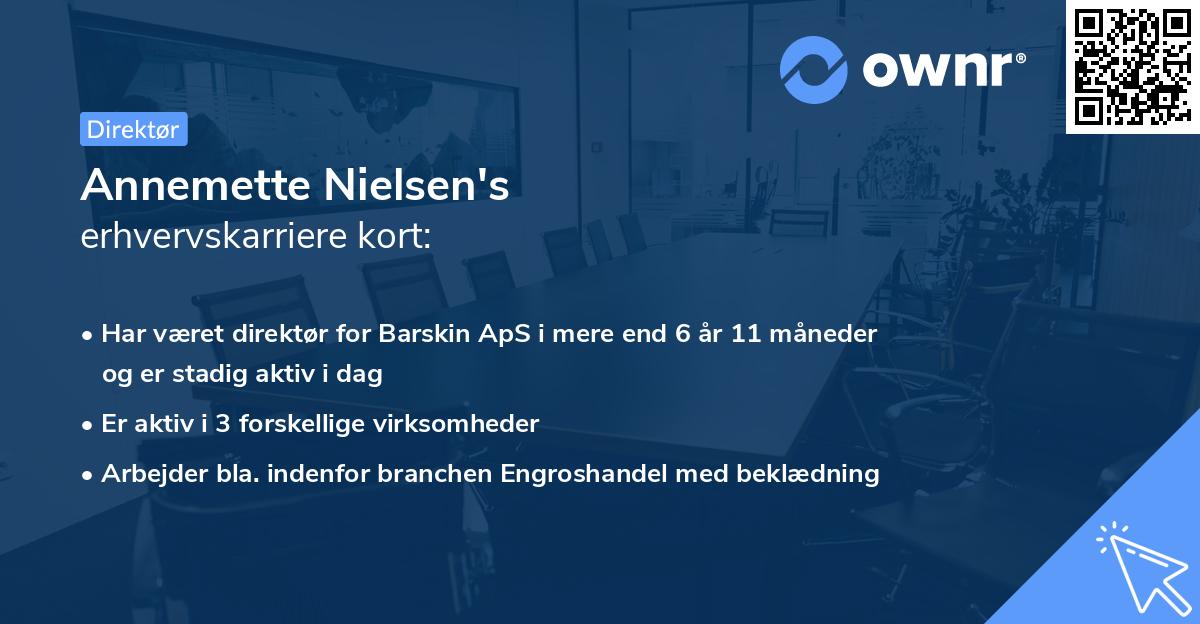 Annemette Nielsen's erhvervskarriere kort