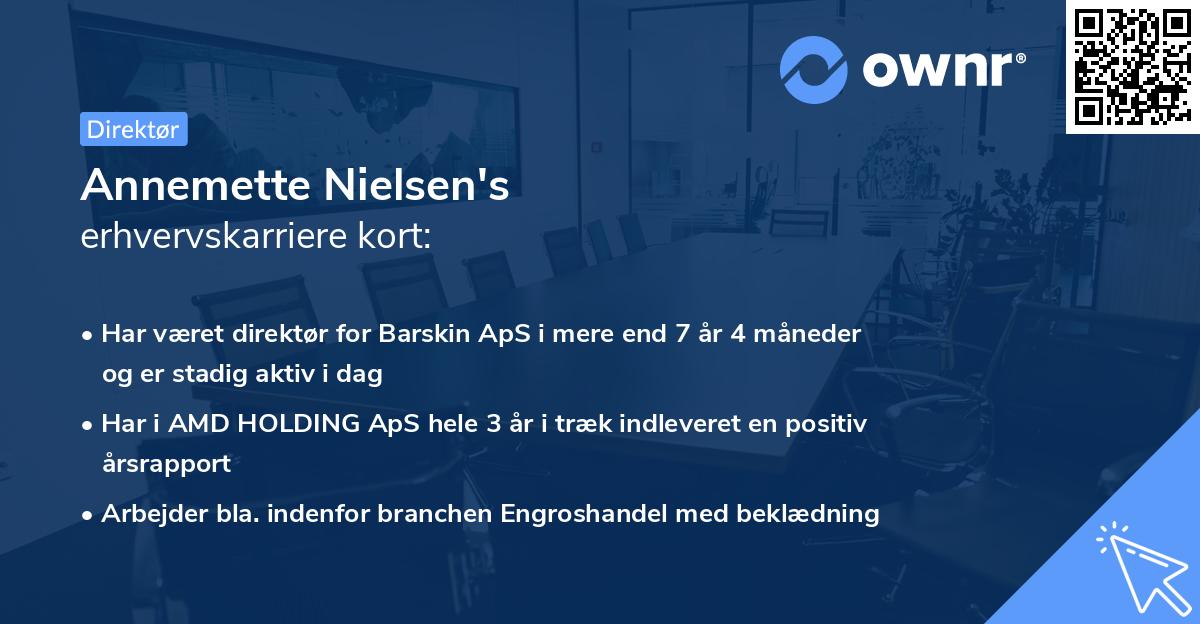 Annemette Nielsen's erhvervskarriere kort