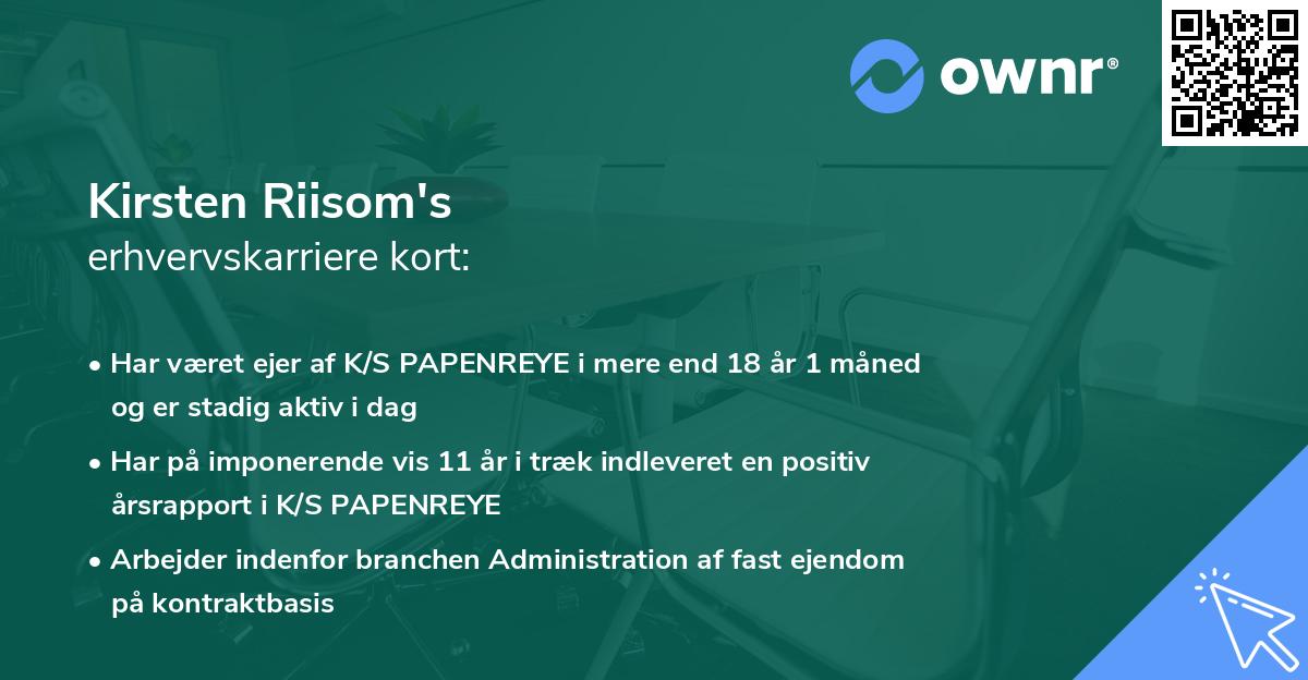 Kirsten Riisom's erhvervskarriere kort