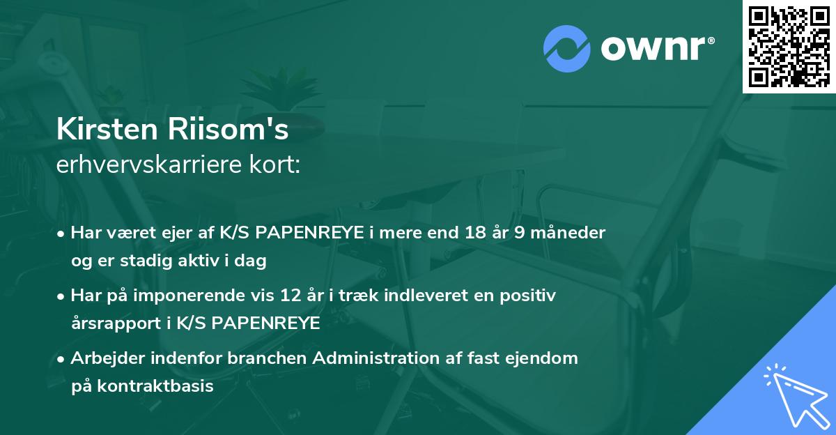 Kirsten Riisom's erhvervskarriere kort