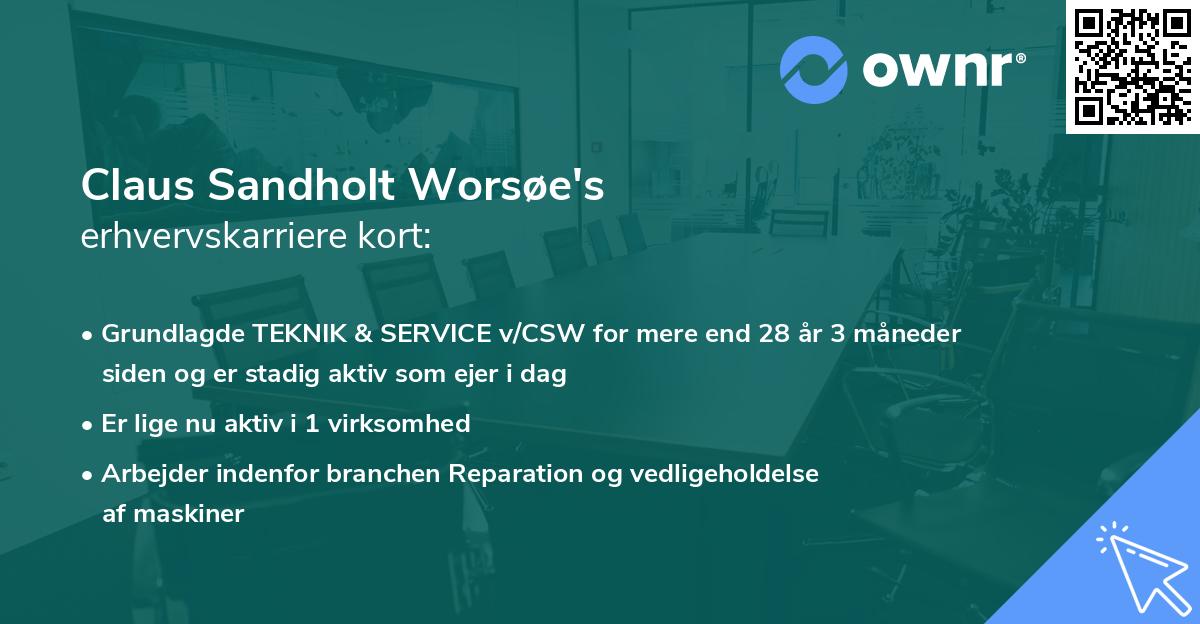 Claus Sandholt Worsøe's erhvervskarriere kort