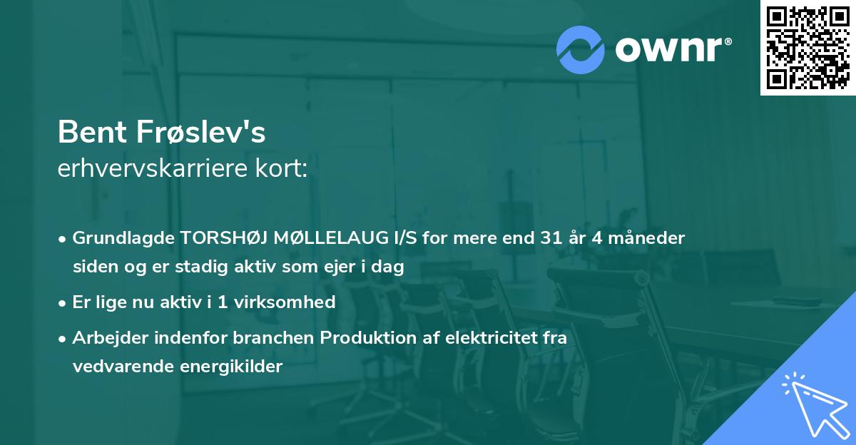 Bent Frøslev's erhvervskarriere kort